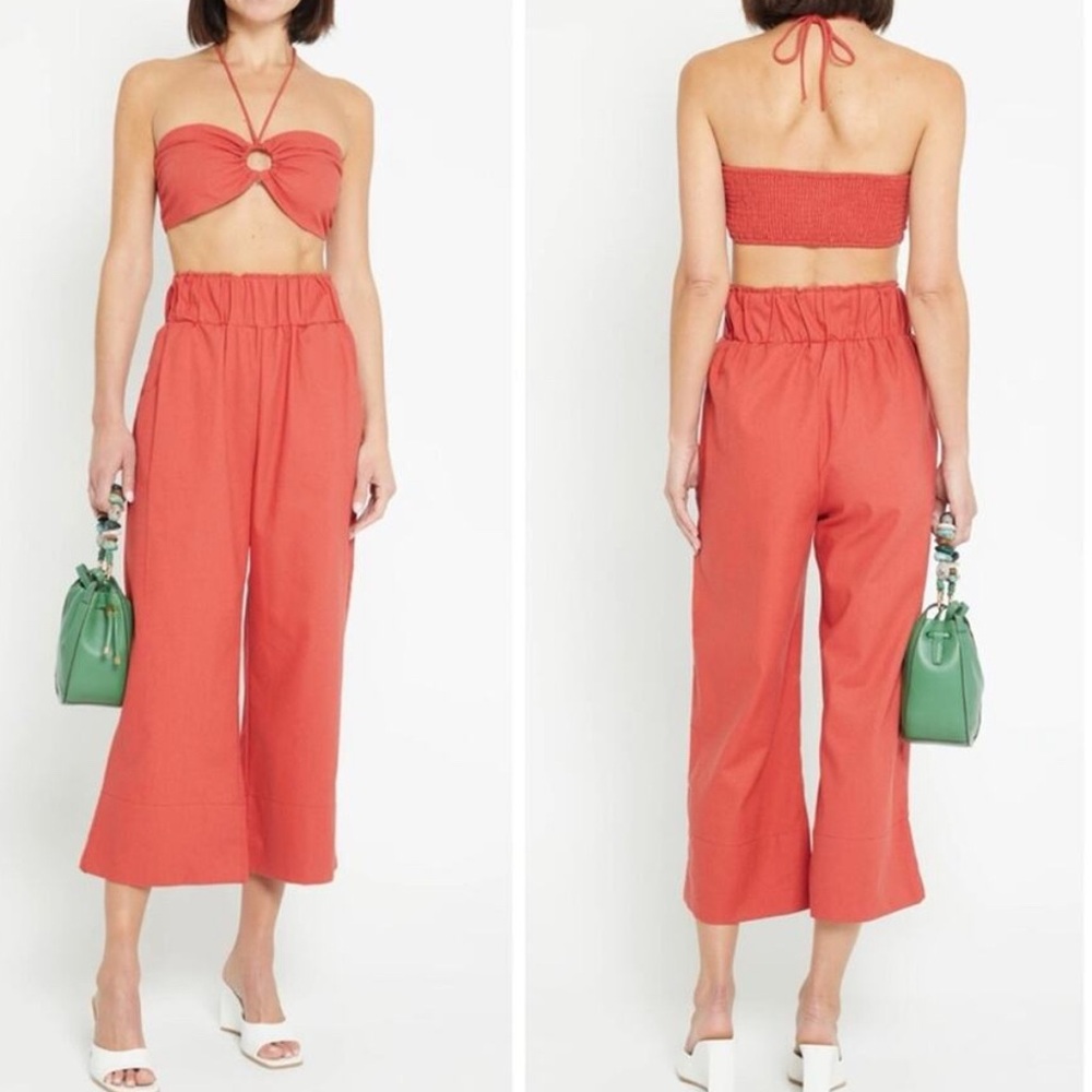 Elegant Coral Wide Leg Jumpsuit